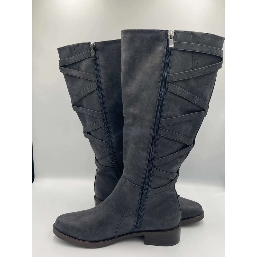 Journee Collection Womens Gray Knee High Boots Extra Wide Calf XWC Size 8 NEW